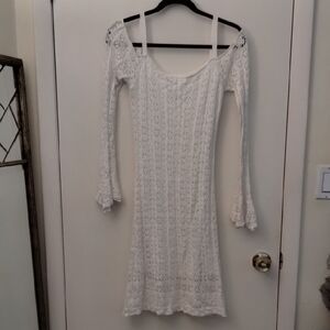 VENUS White Long Sleeve Lace Dress Wide Cuff Sleeve XS
